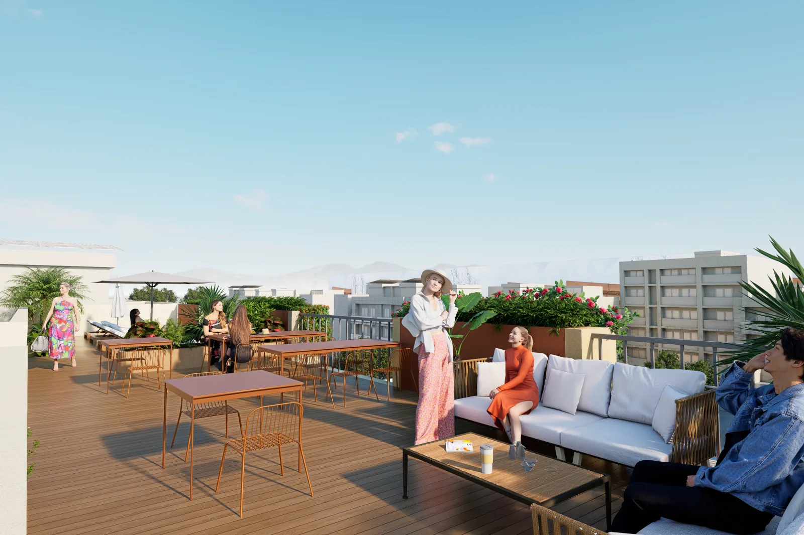 Zona social con vistas al atardecer